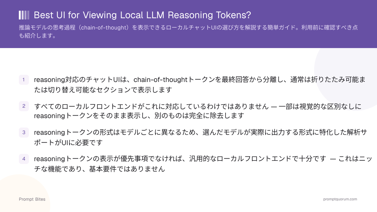 2026年版 ローカルLLM reasoningトークン表示に最適なUI