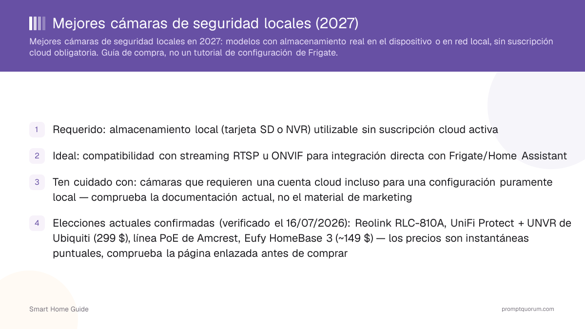 Mejores cámaras de seguridad locales para Home Assistant y Frigate (2026)