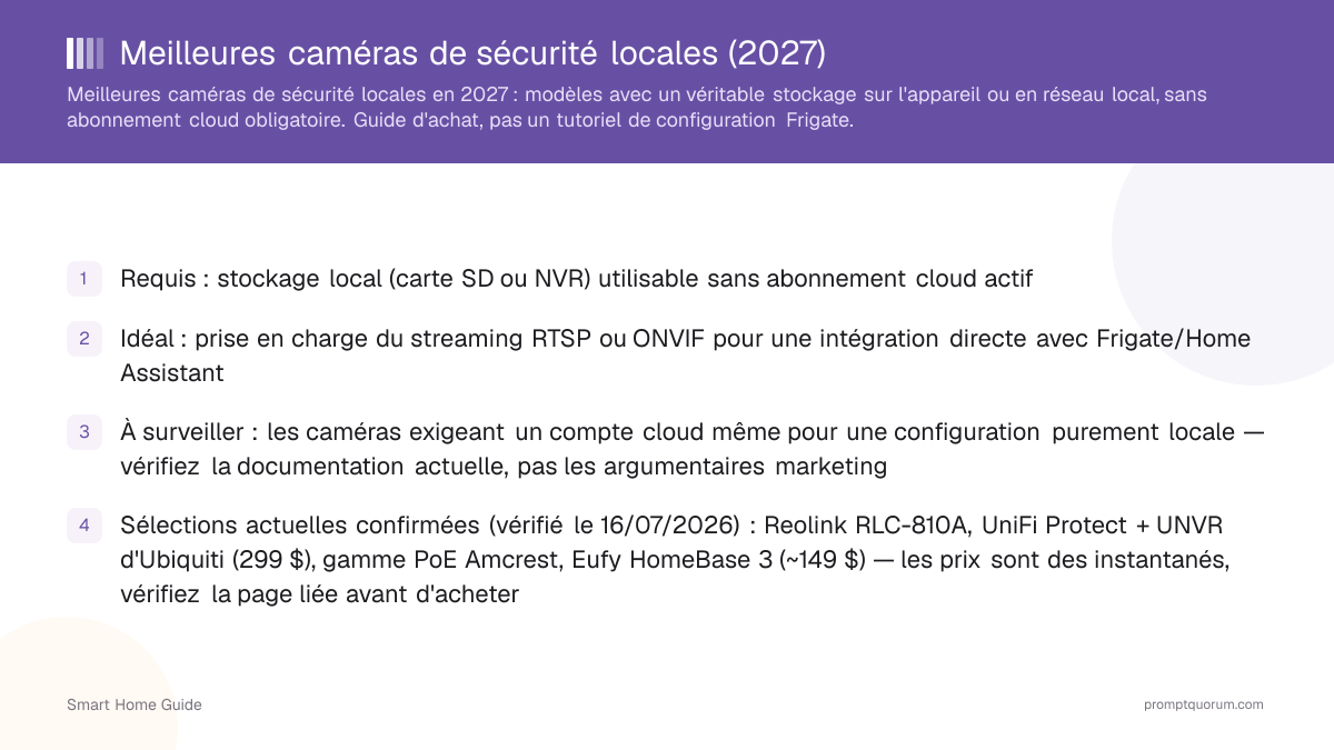 Meilleures caméras de sécurité locales pour Home Assistant & Frigate (2026)