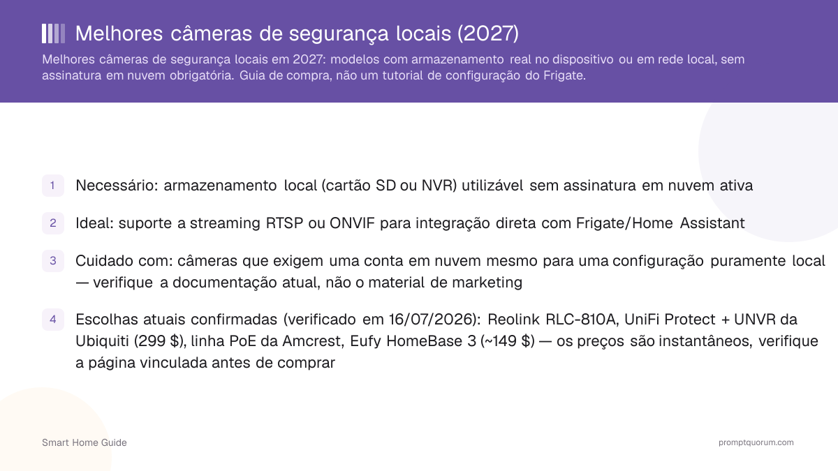 Melhores câmeras de segurança locais para Home Assistant e Frigate (2026)