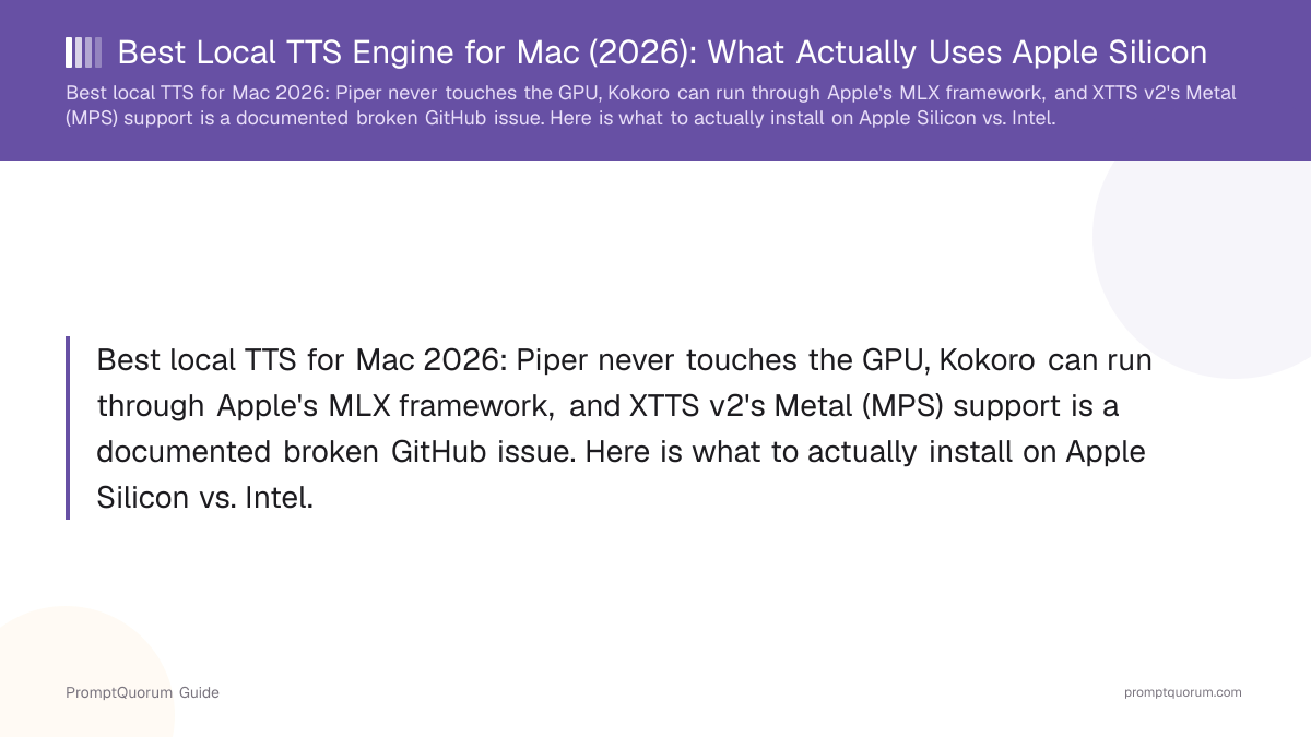 Best Local TTS Engine for Mac (2026): What Actually Uses Apple Silicon