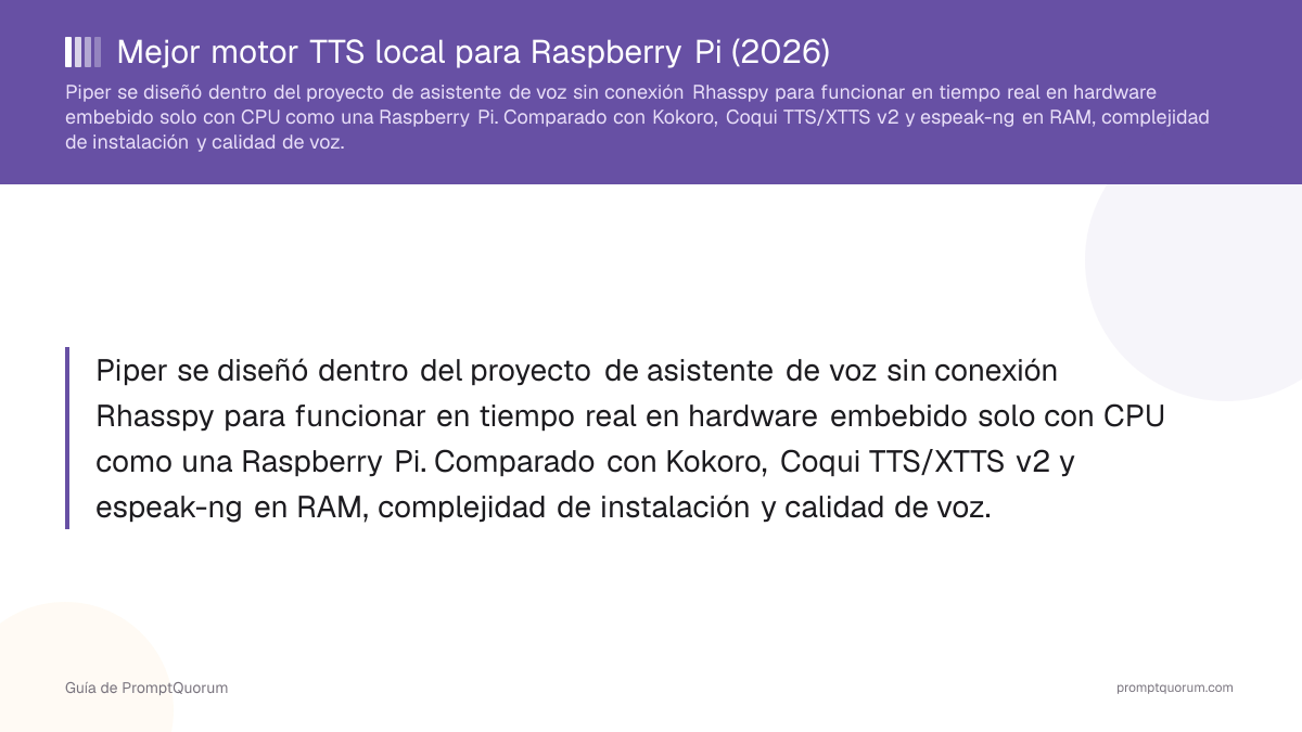 Mejor motor TTS local para Raspberry Pi (2026)
