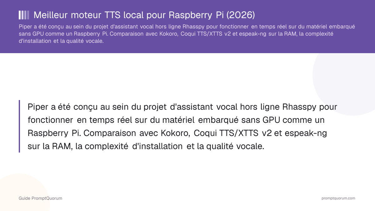 Meilleur moteur TTS local pour Raspberry Pi (2026)