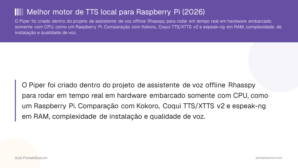Melhor motor de TTS local para Raspberry Pi (2026)