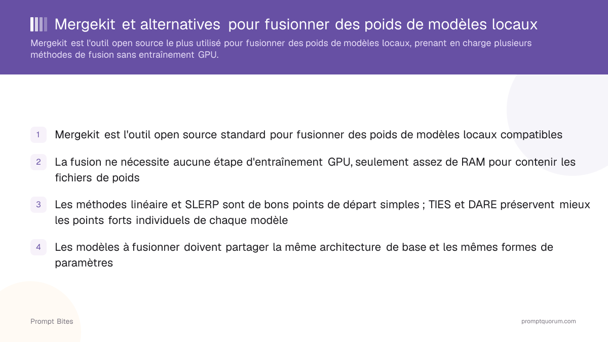 Mergekit et alternatives pour fusionner des poids de modèles locaux