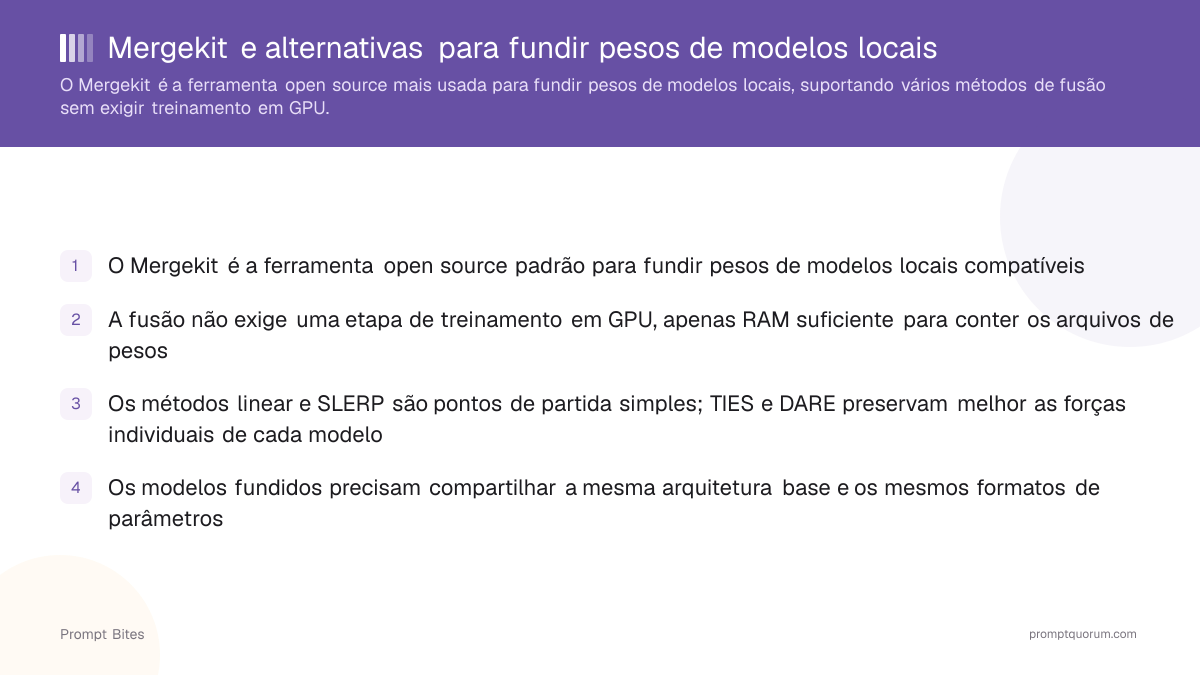 Mergekit e alternativas para fundir pesos de modelos locais