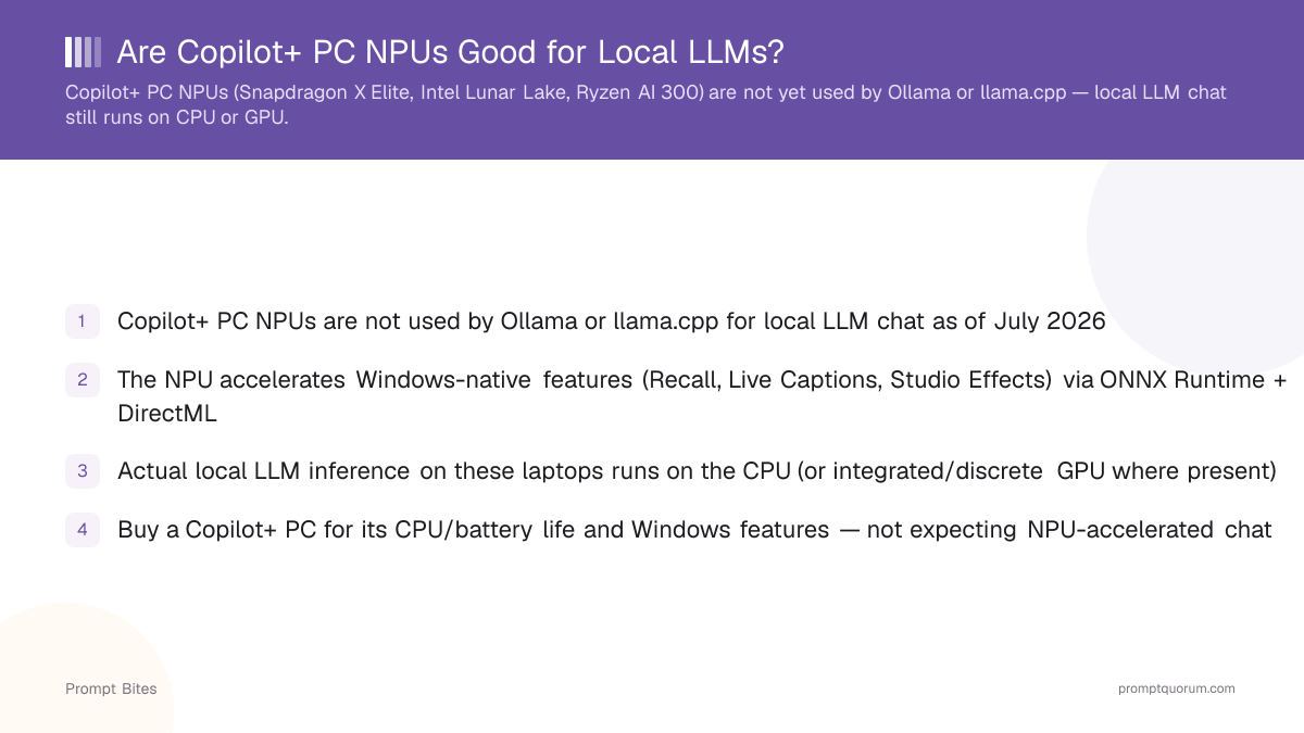 Best Copilot+ PC for Local LLMs in 2026: NPU vs GPU