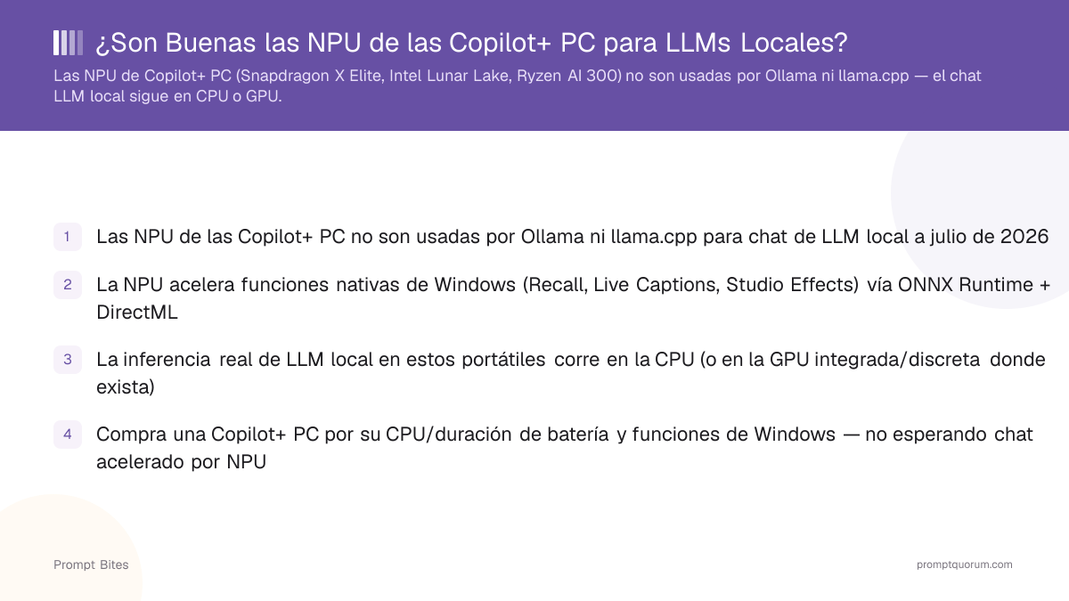 Mejor Copilot+ PC para LLMs Locales en 2026: NPU vs GPU