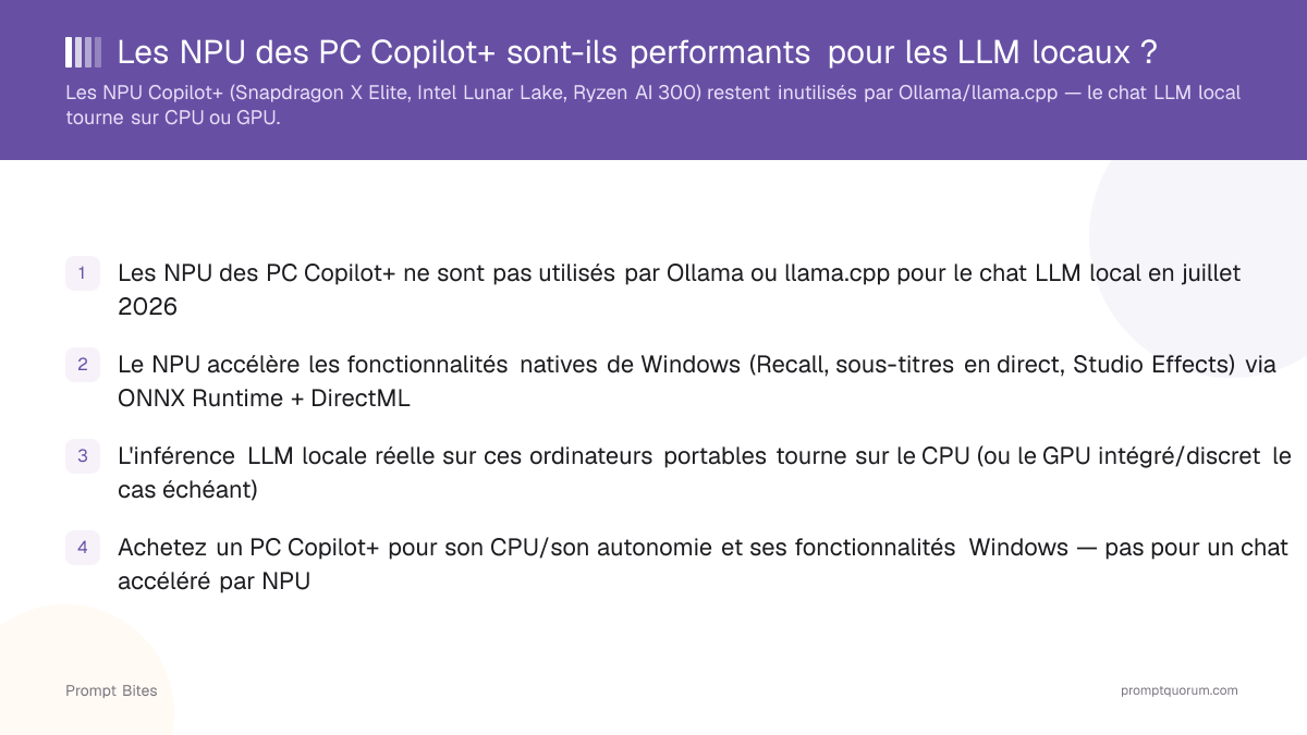 Meilleur PC Copilot+ pour LLM Locaux en 2026 : NPU vs GPU