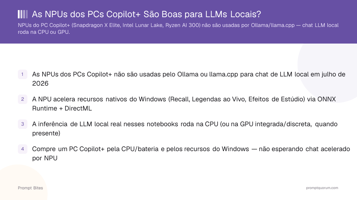 Melhor PC Copilot+ para LLMs Locais em 2026: NPU vs GPU