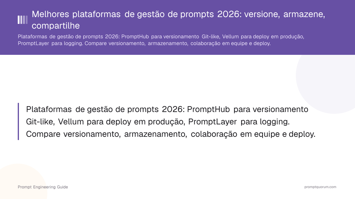 Melhores plataformas de gestão de prompts 2026: versione, armazene, compartilhe