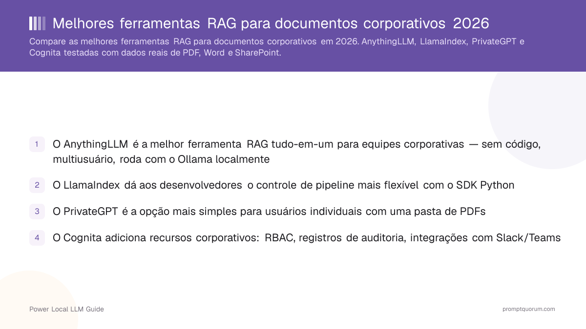 Melhores Ferramentas RAG para Documentos Corporativos 2026: IA Local e Privada Comparada