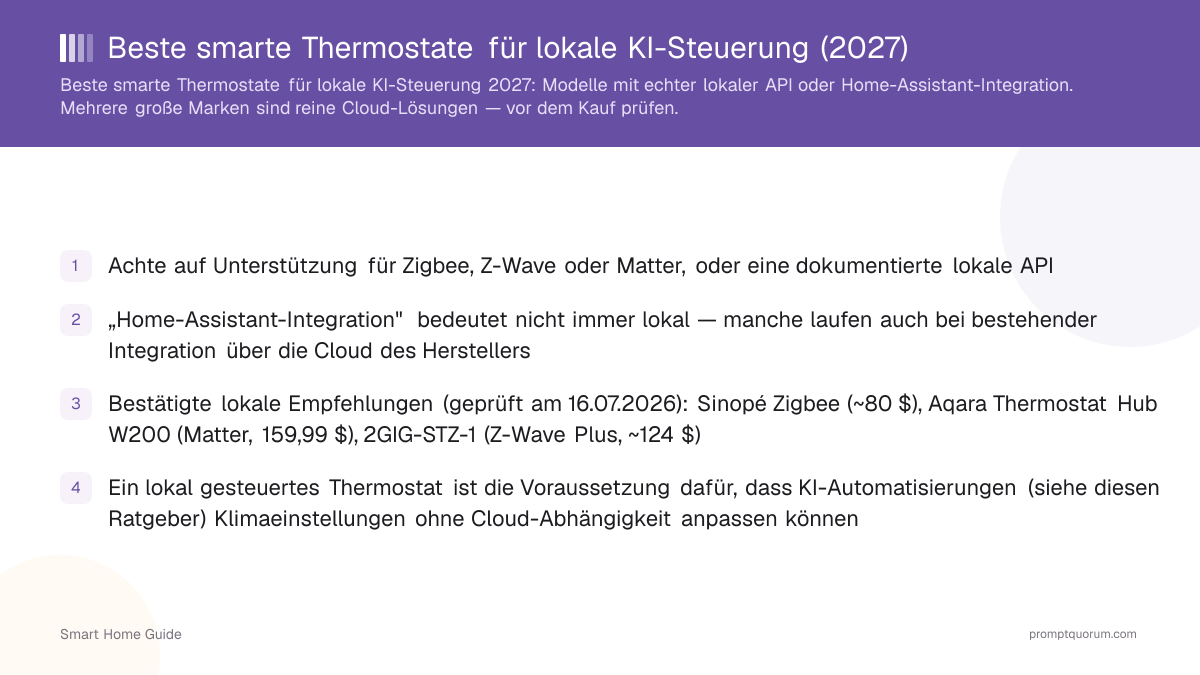 Beste smarte Thermostate für lokale KI-Steuerung (2026)