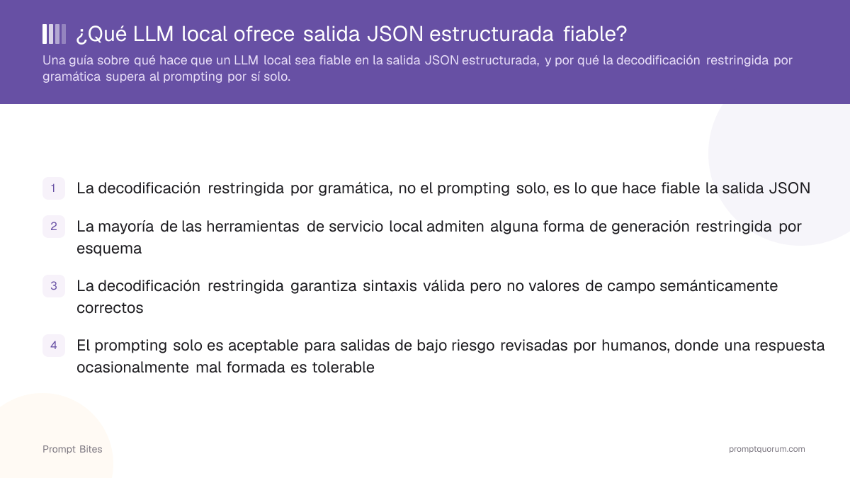 ¿Qué LLM local ofrece salida JSON estructurada fiable?