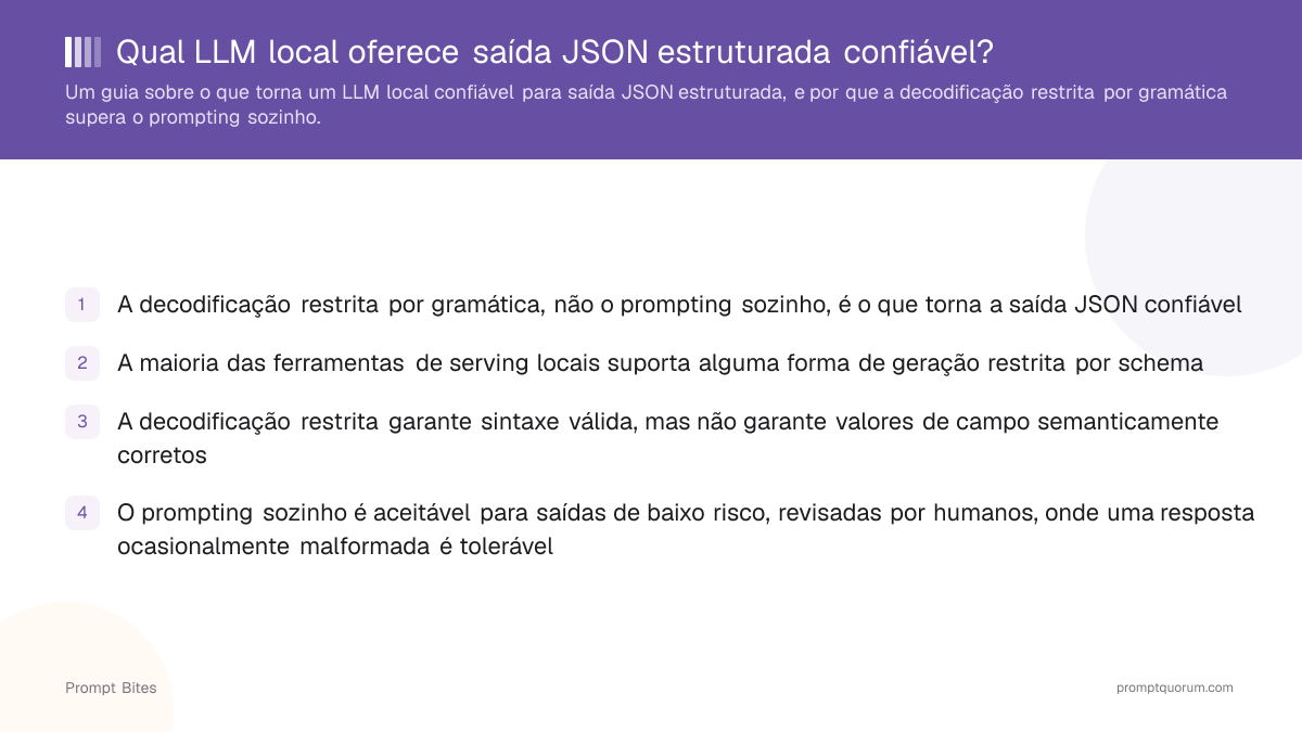 Qual LLM local oferece saída JSON estruturada confiável?
