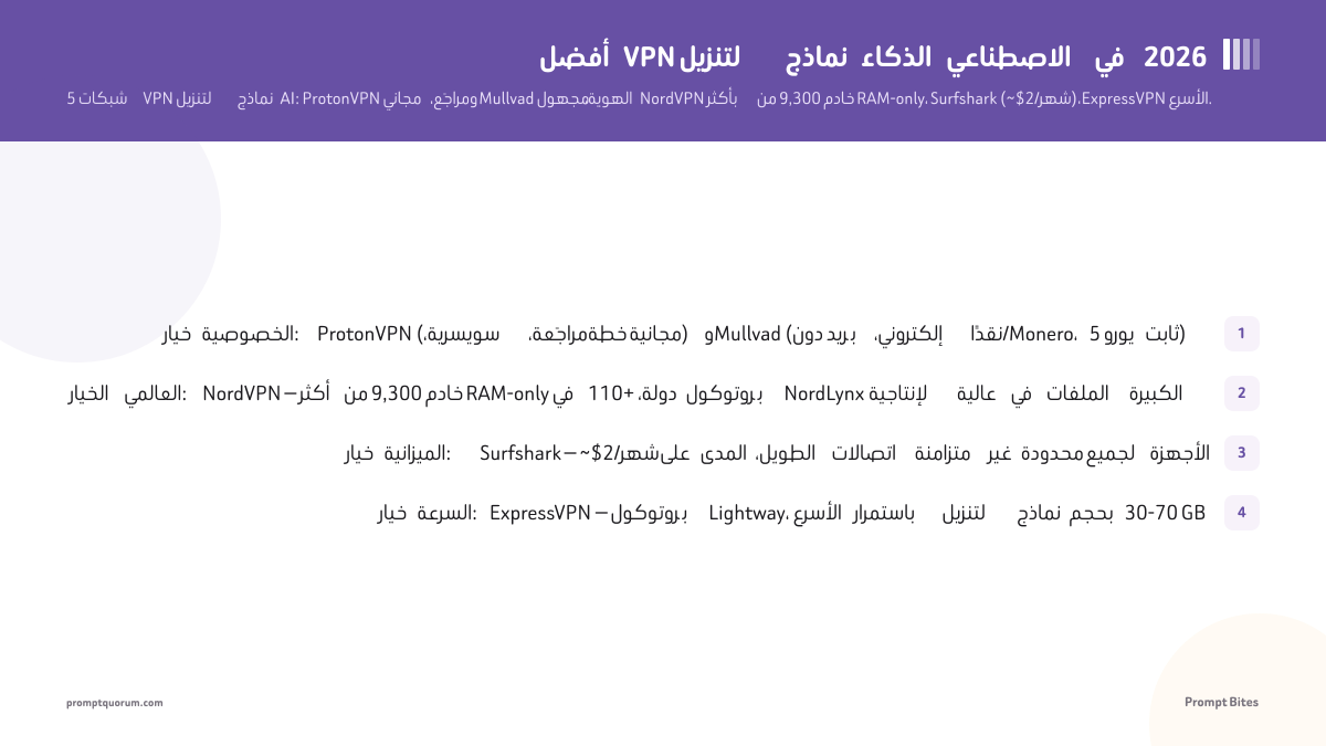 أفضل VPN لتنزيل نماذج الذكاء الاصطناعي في 2026