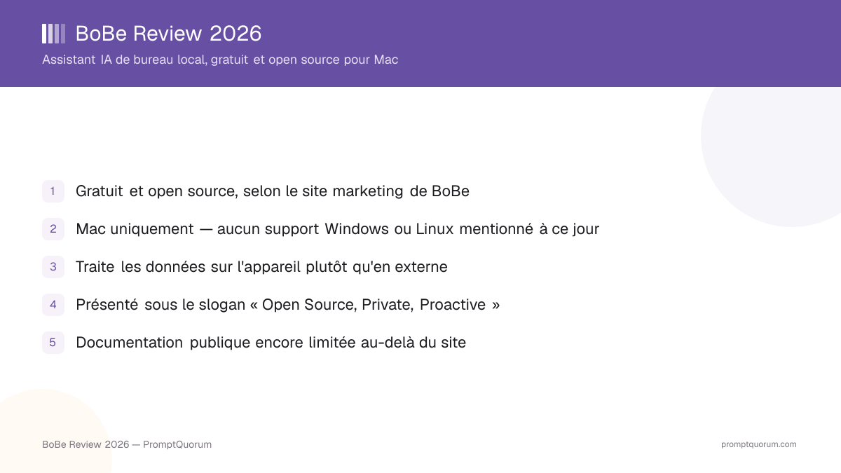 BoBe Review 2026 : assistant IA local gratuit pour Mac