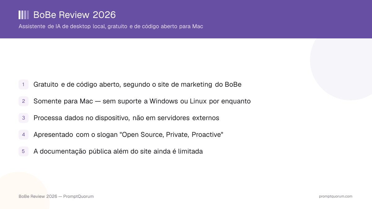 BoBe Review 2026: assistente de IA local gratuito para Mac