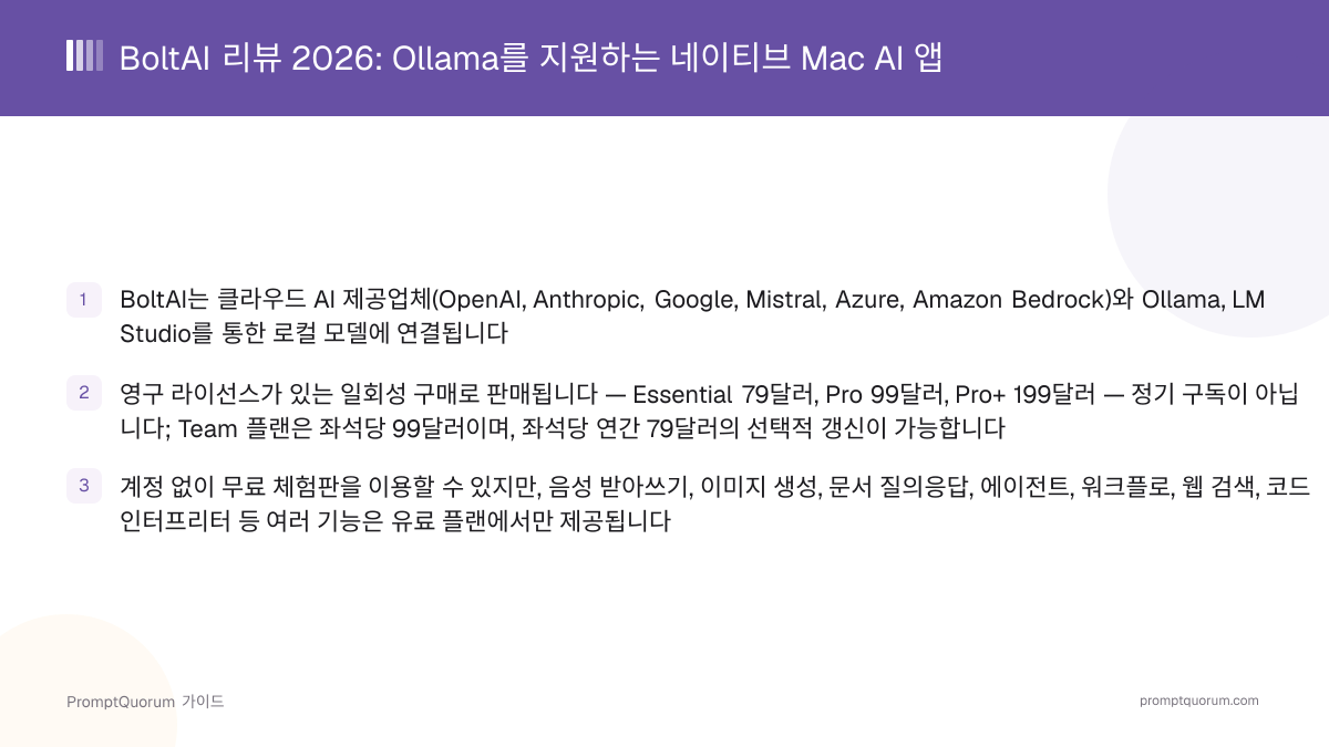 BoltAI 리뷰 2026: Ollama를 지원하는 네이티브 Mac AI 앱