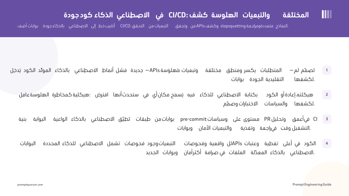 جودة كود الذكاء الاصطناعي في CI/CD: كشف الهلوسة والتبعيات المختلَقة