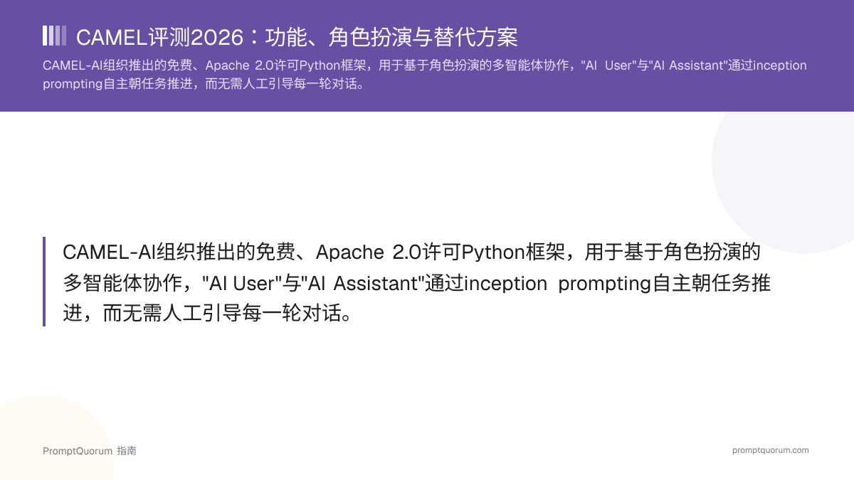 CAMEL评测2026:功能、角色扮演与替代方案