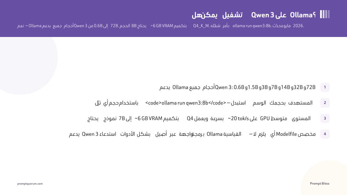 هل يمكن تشغيل Qwen 3 على Ollama؟
