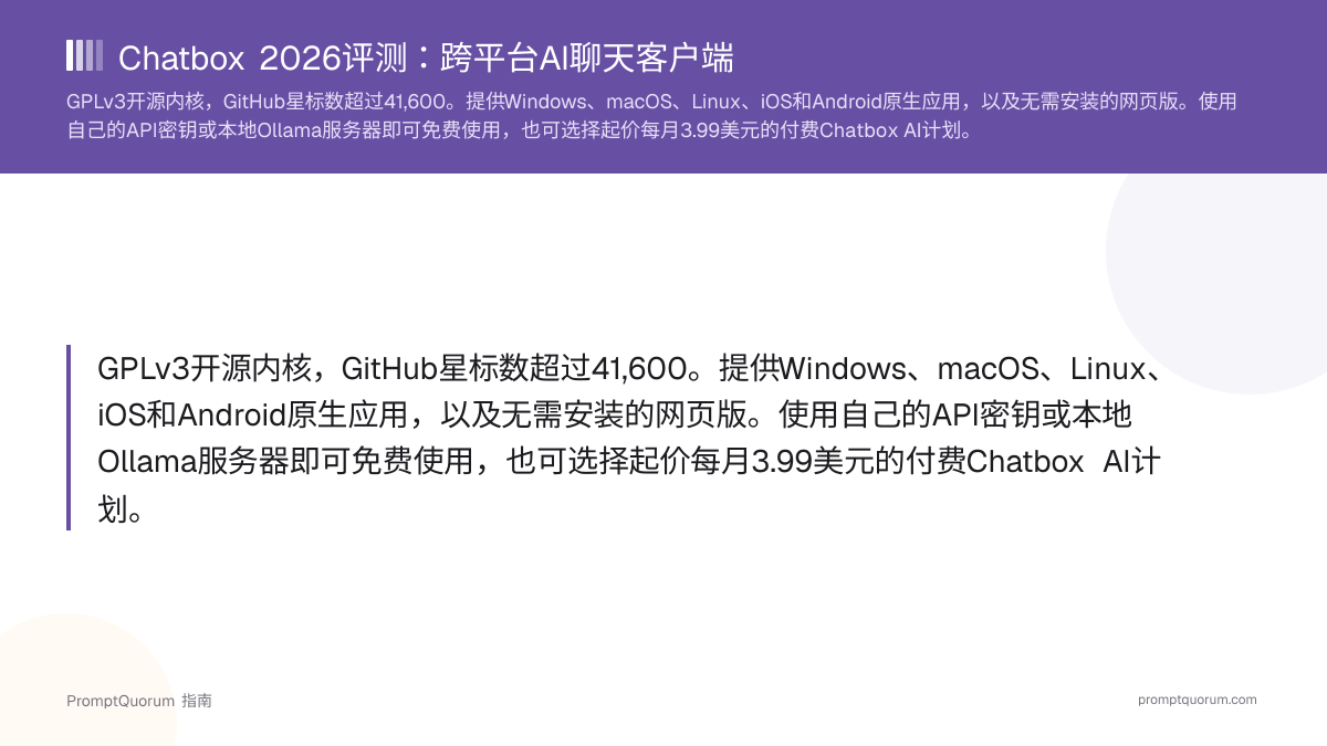 Chatbox 2026评测:支持桌面、网页与移动端的跨平台AI聊天客户端