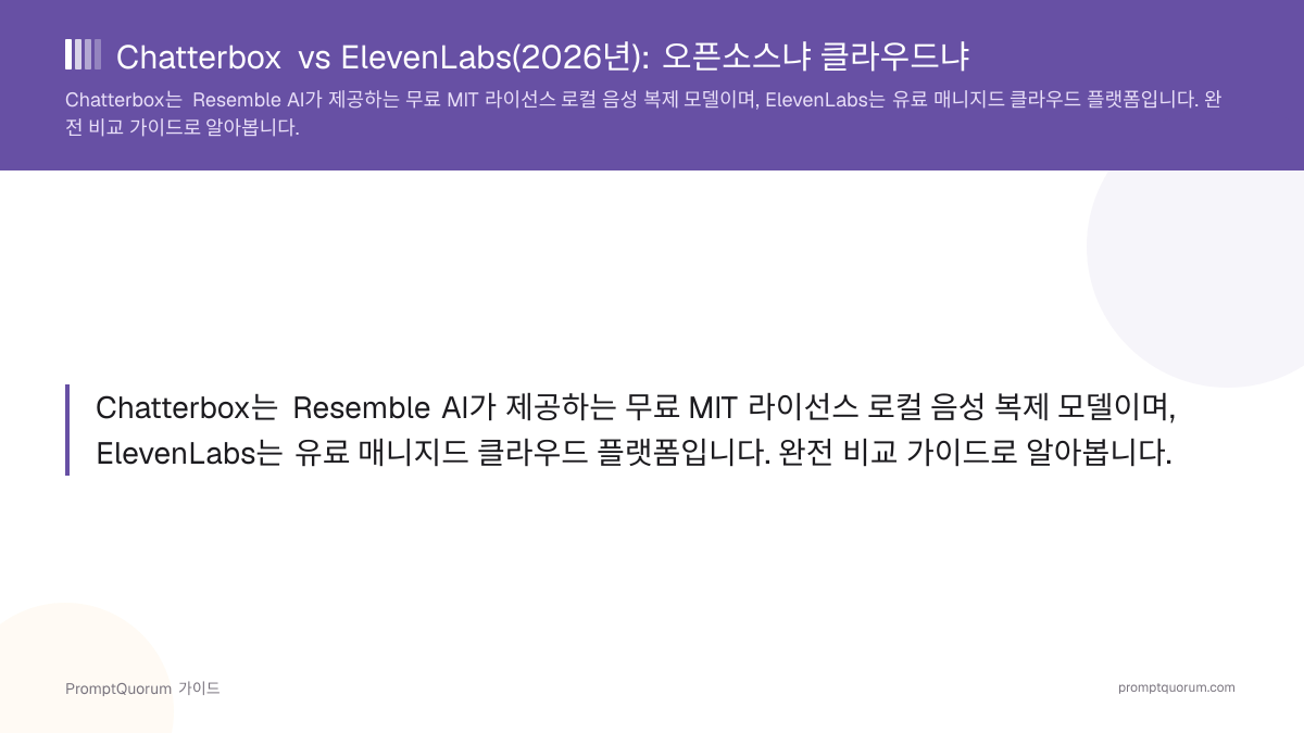 Chatterbox vs ElevenLabs(2026년): 오픈소스냐 클라우드냐