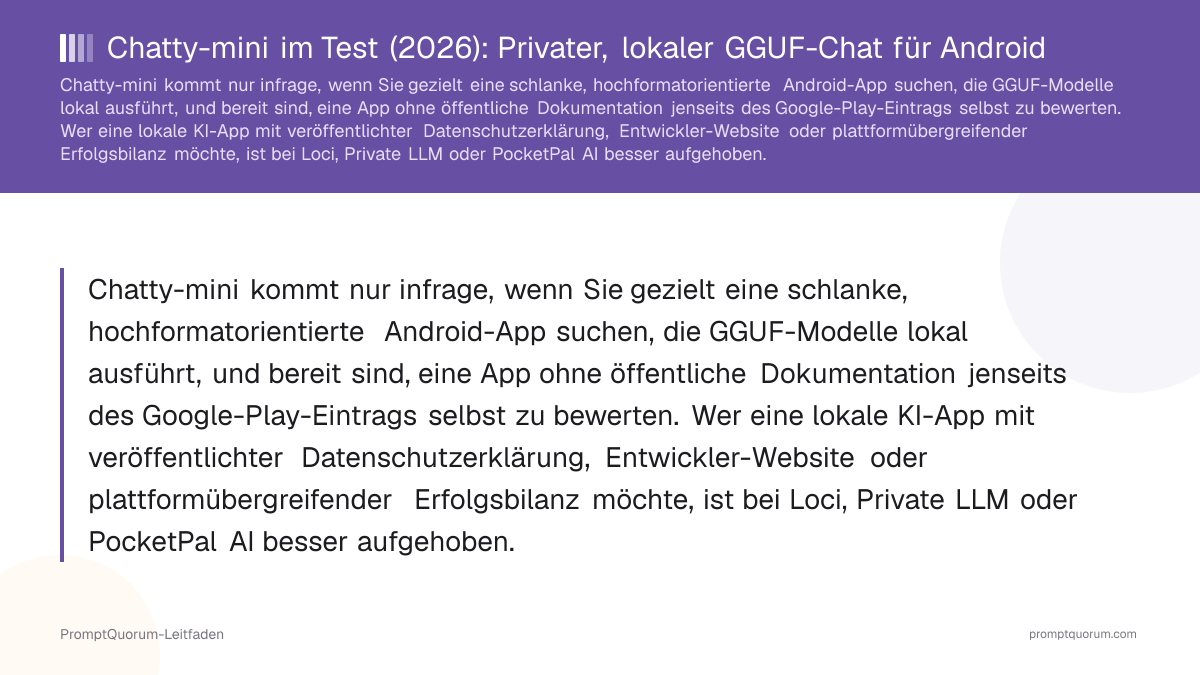 Chatty-mini im Test (2026): Privater, lokaler GGUF-Chat für Android
