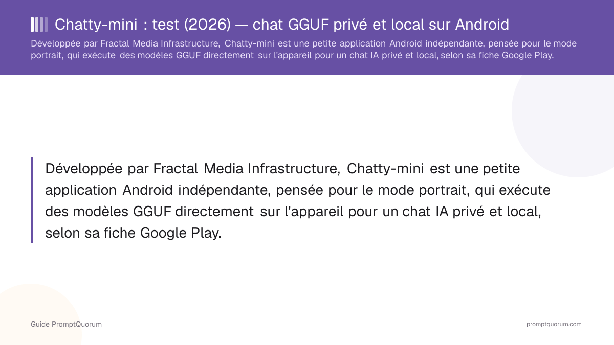 Chatty-mini : test (2026) — chat GGUF privé et local sur Android
