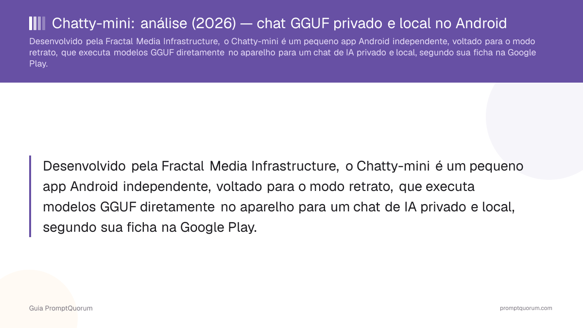 Chatty-mini: análise (2026) — chat GGUF privado e local no Android