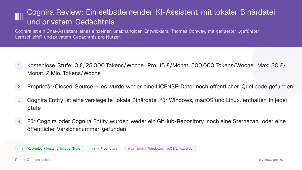 Cognira Review: Ein selbstlernender KI-Assistent mit lokaler Binärdatei und privatem Gedächtnis