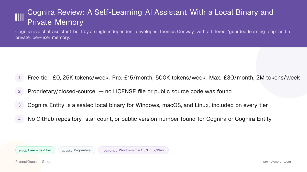Cognira Review: A Self-Learning AI Assistant With a Local Binary and Private Memory