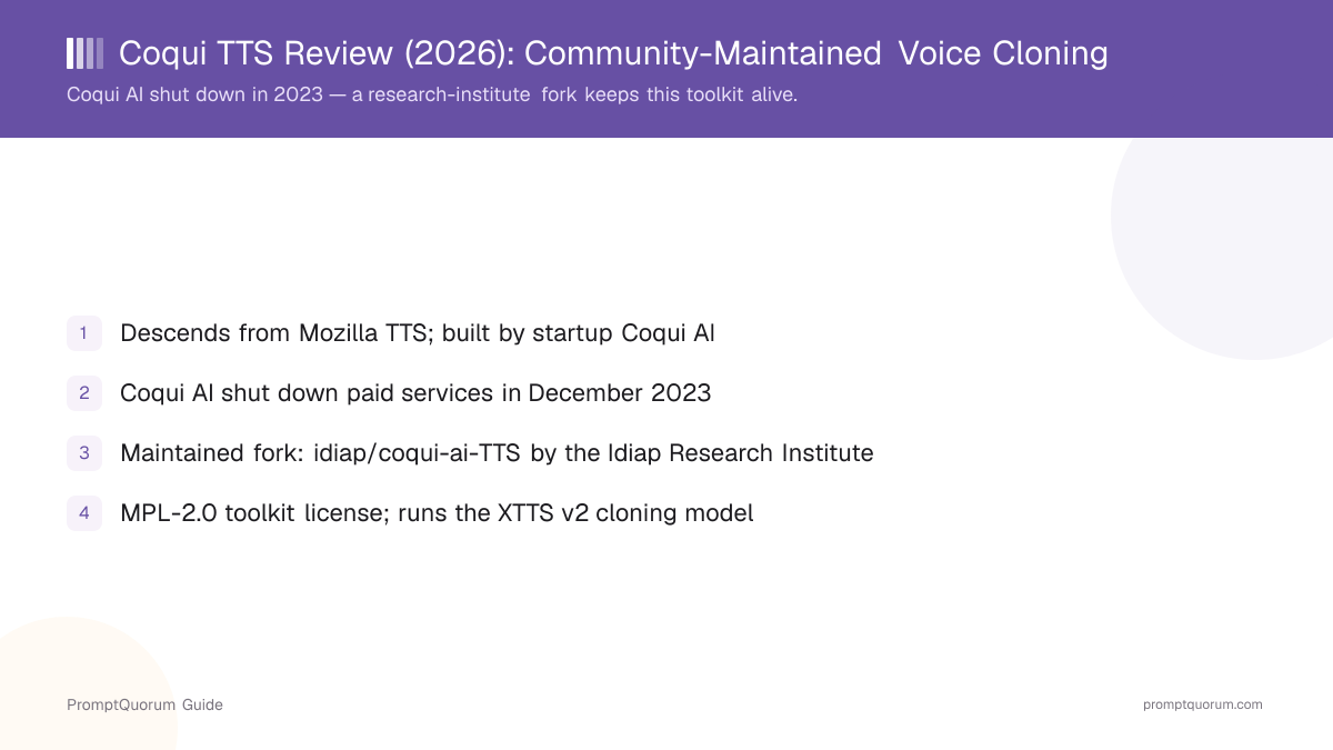 Coqui TTS Review (2026): The Community-Maintained Voice-Cloning Toolkit