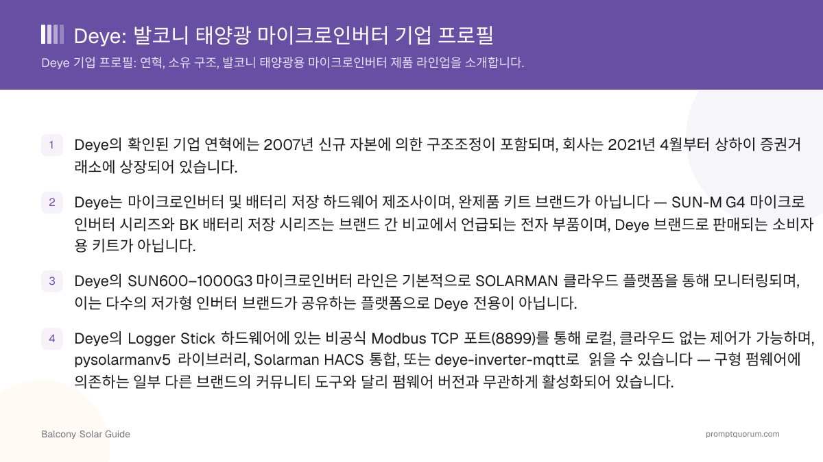 Deye: 발코니 태양광 마이크로인버터 기업 프로필