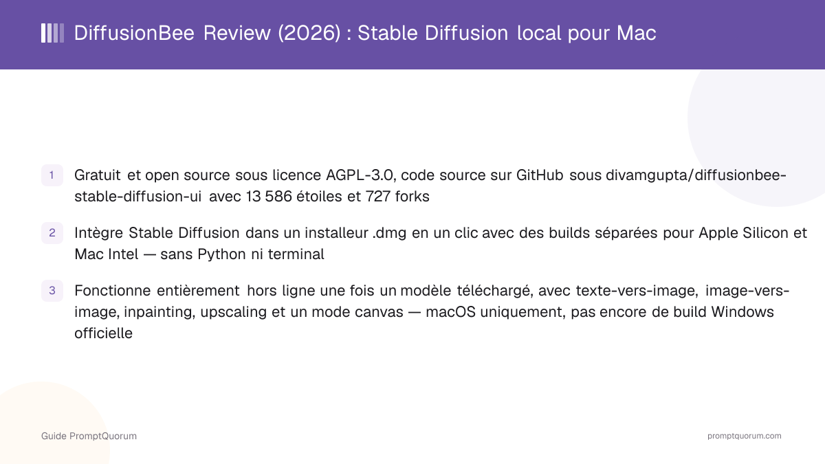 DiffusionBee Review (2026) : Stable Diffusion local pour Mac
