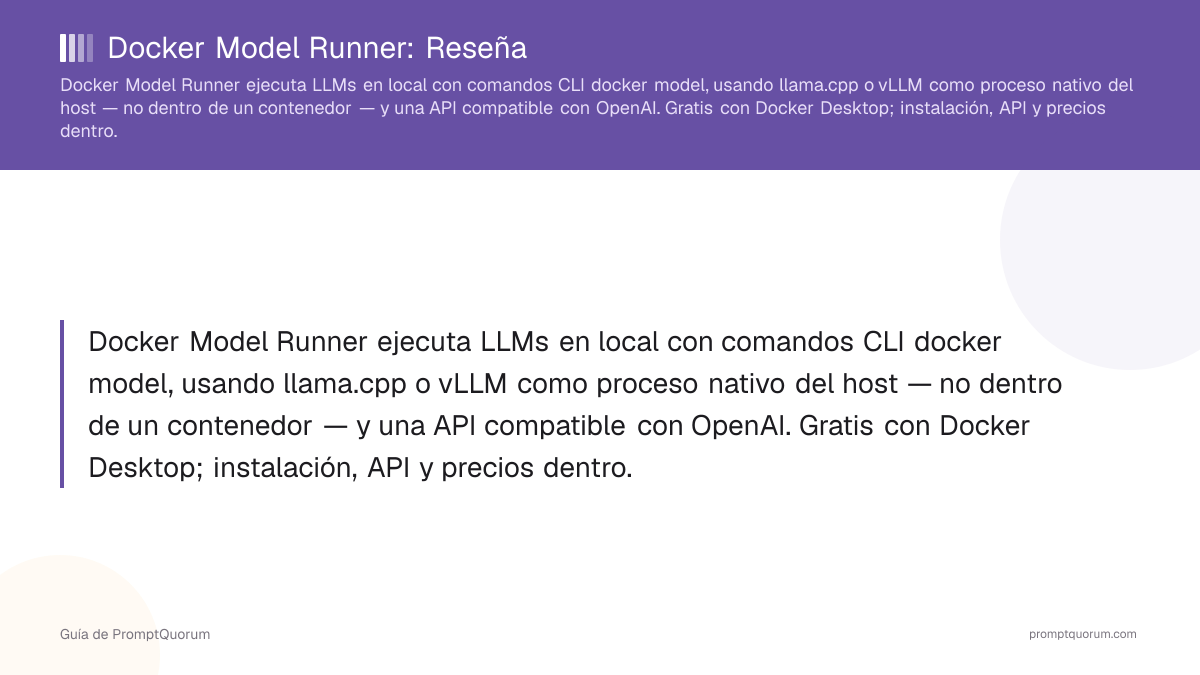 Docker Model Runner Reseña 2026: LLMs locales con la CLI de Docker