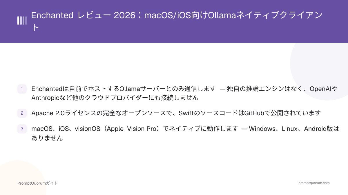 Enchanted レビュー 2026:macOS/iOS向けOllamaネイティブクライアント