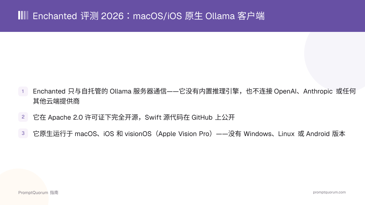 Enchanted 评测 2026:macOS/iOS 原生 Ollama 客户端