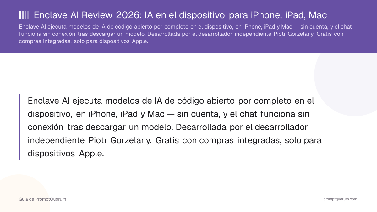 Enclave AI Review 2026: IA en el dispositivo para iPhone, iPad, Mac