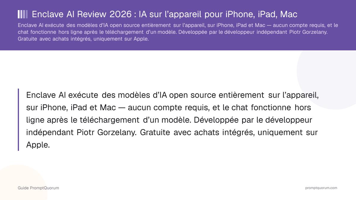 Enclave AI Review 2026 : IA sur l'appareil pour iPhone, iPad, Mac