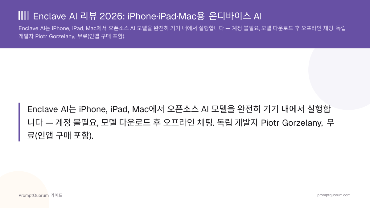 Enclave AI 리뷰 2026: iPhone·iPad·Mac용 온디바이스 AI