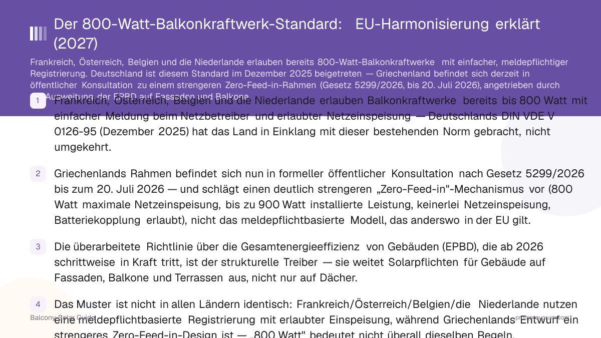 Der 800-Watt-Balkonkraftwerk-Standard: EU-Harmonisierung erklärt (2027)