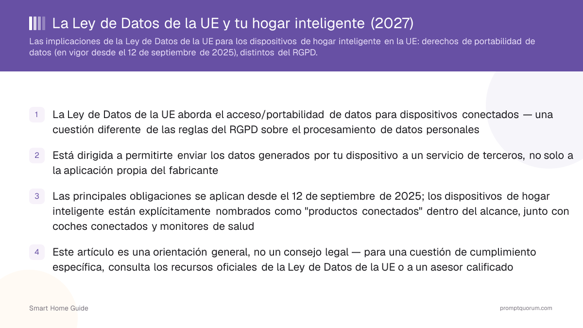 La Ley de Datos de la UE y tu hogar inteligente (2026)