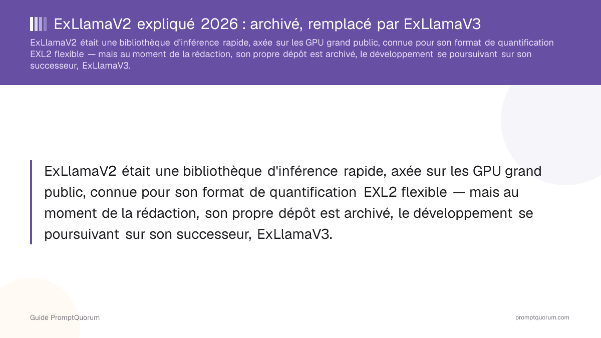 ExLlamaV2 expliqué 2026 : archivé, remplacé par ExLlamaV3