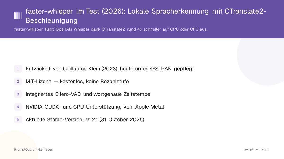 faster-whisper im Test (2026): Lokale Spracherkennung mit CTranslate2-Beschleunigung