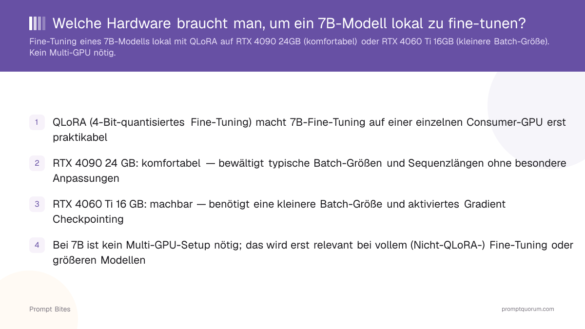 Welche Hardware braucht man, um ein 7B-Modell lokal zu fine-tunen?