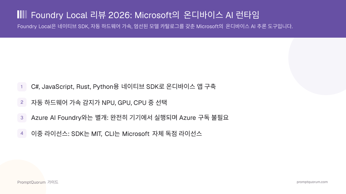 Foundry Local 리뷰 2026: Microsoft의 온디바이스 AI 런타임