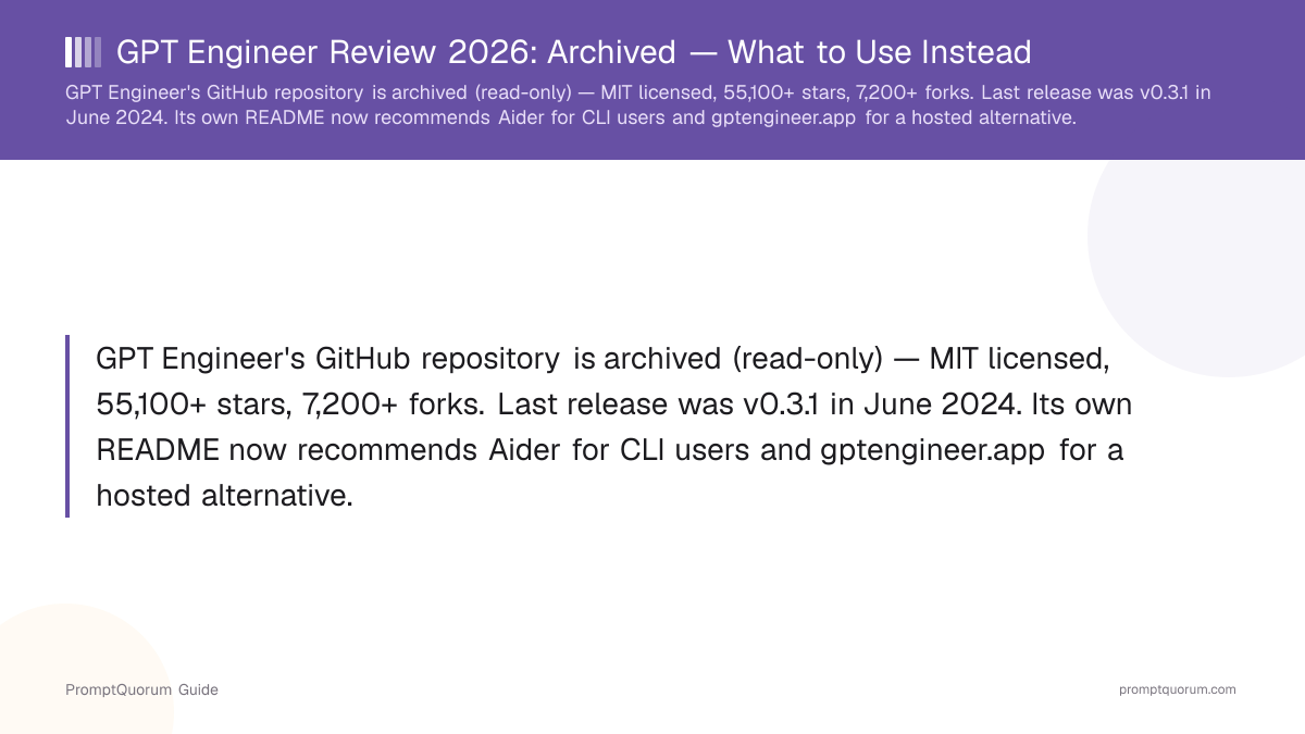 GPT Engineer Review 2026: Archived — What to Use Instead