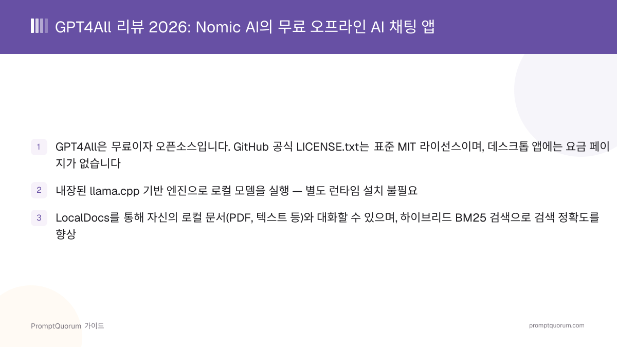 GPT4All 리뷰 2026: Nomic AI의 무료 오프라인 AI 채팅 앱
